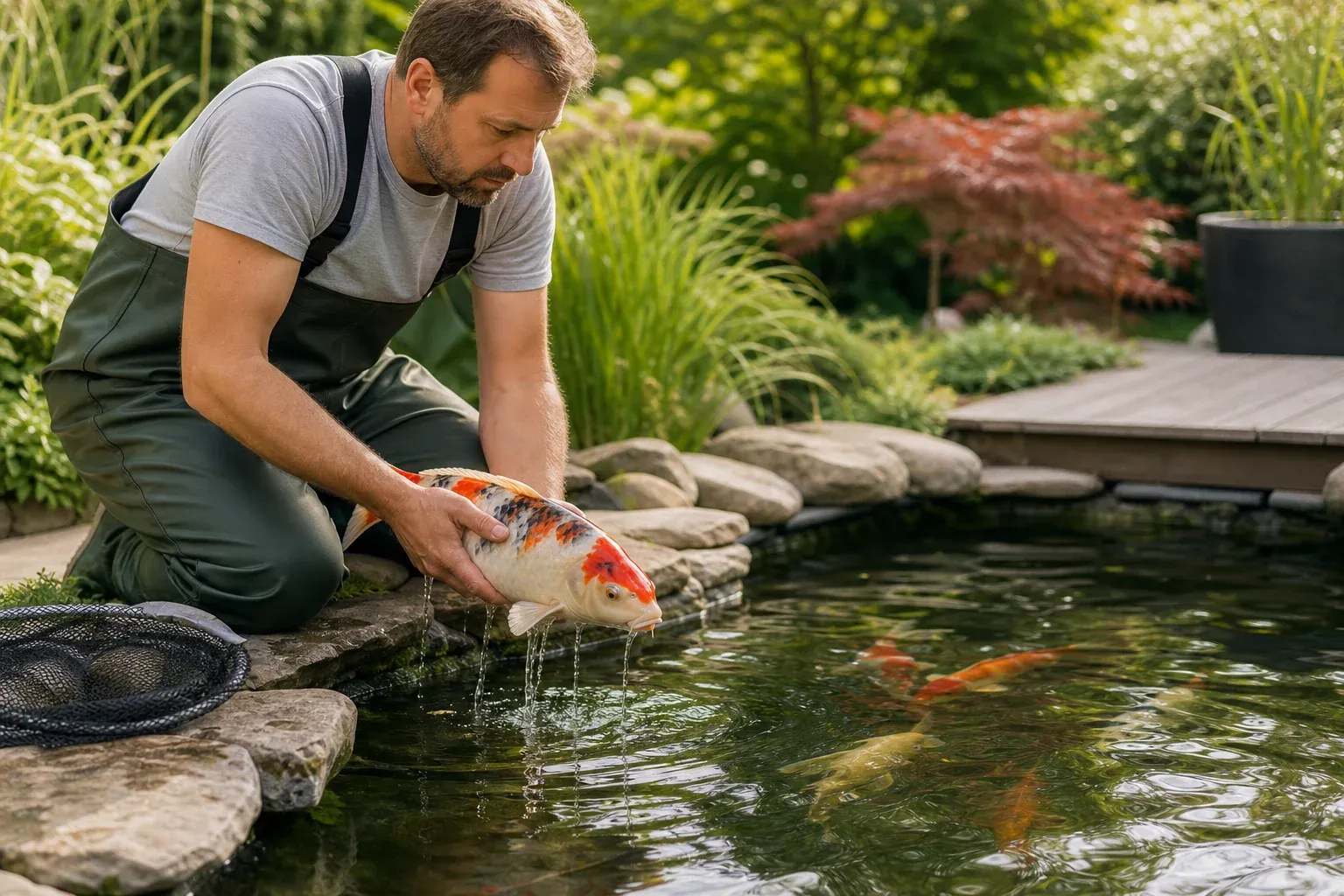 Fische beim Teich reinigen: Müssen sie raus?